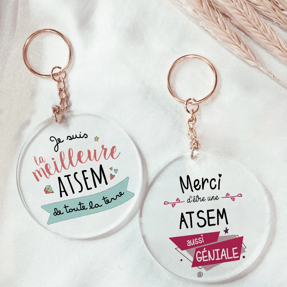 Thank You for Becoming Such A Great Atsem French Printed Key Chains Keychain Acrylic Keyring Graduation Thanks Gifts for Atsem