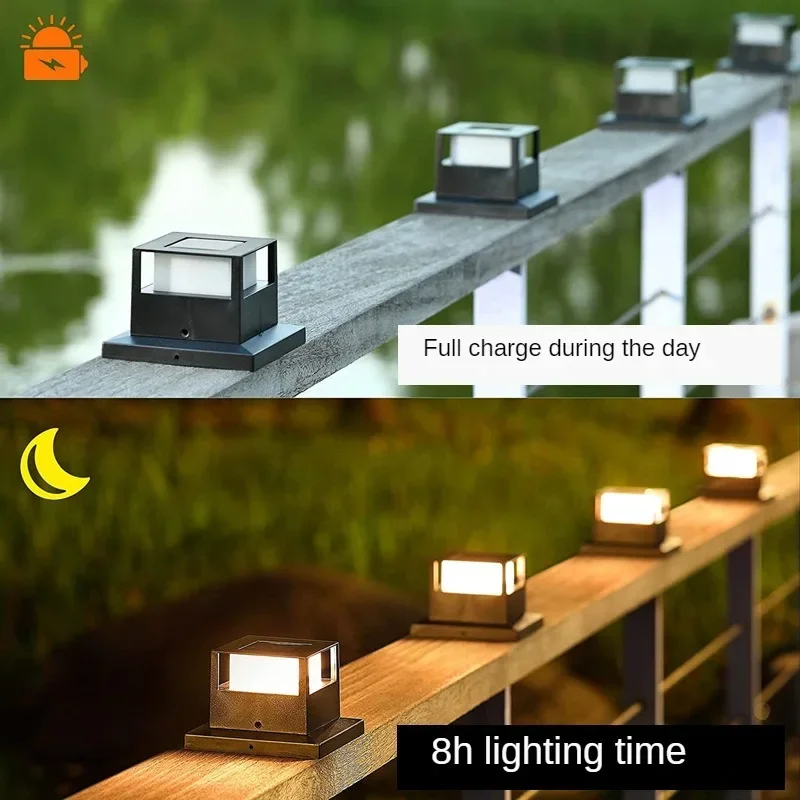 إضاءة مقاومة للماء ضوء السياج مصباح لوحة طاقة شمسية الأنابيب حديقة الشارع تعمل بالطاقة الشمسية مصباح بعمود ضوء الساخن الشمسية عمود آخر غطاء جديد