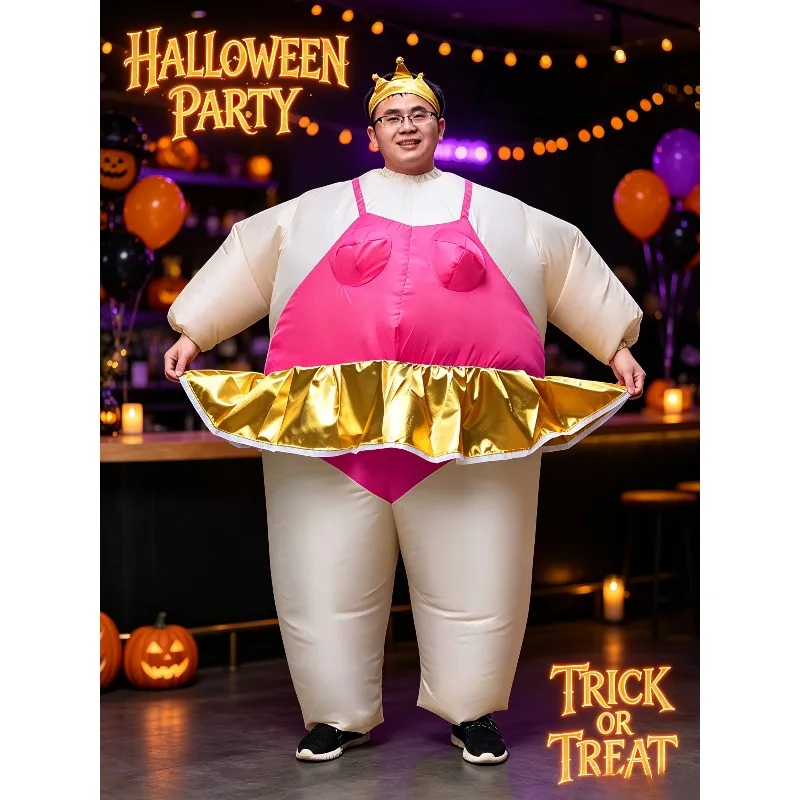 Adult Inflatable Sumo Ballet Costume, Halloween Funny Role Play Outfit, Stage Performance Dress for Holiday Party Show Carnival