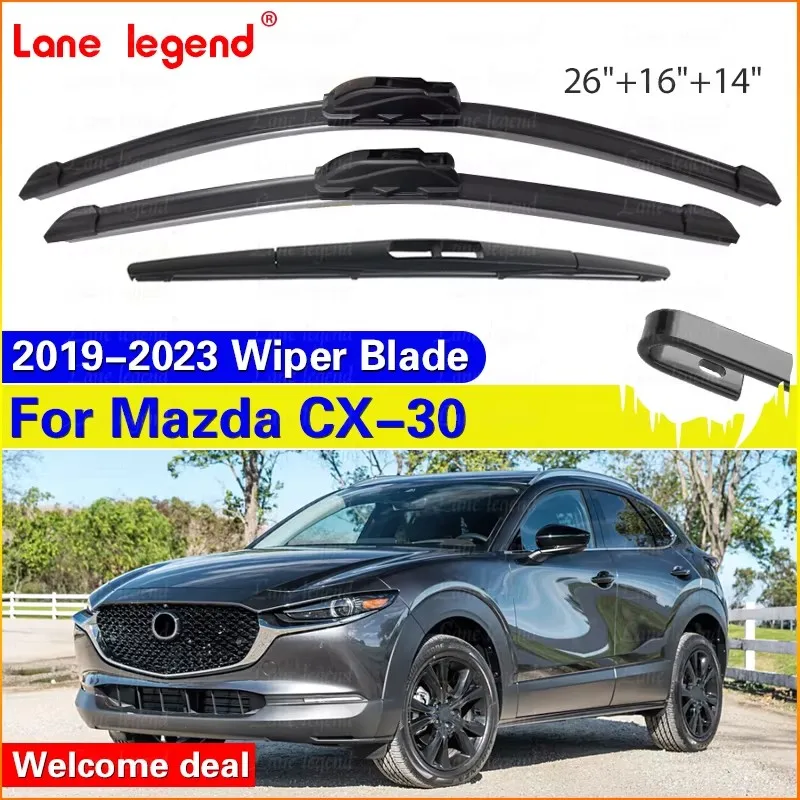 

Для Mazda CX-30 CX30 CX 30 2019-2023 щетки стеклоочистителя переднего и заднего стекла 3 шт. аксессуары для окон ветрового стекла 2021 2022 26 "+ 16" + 14"