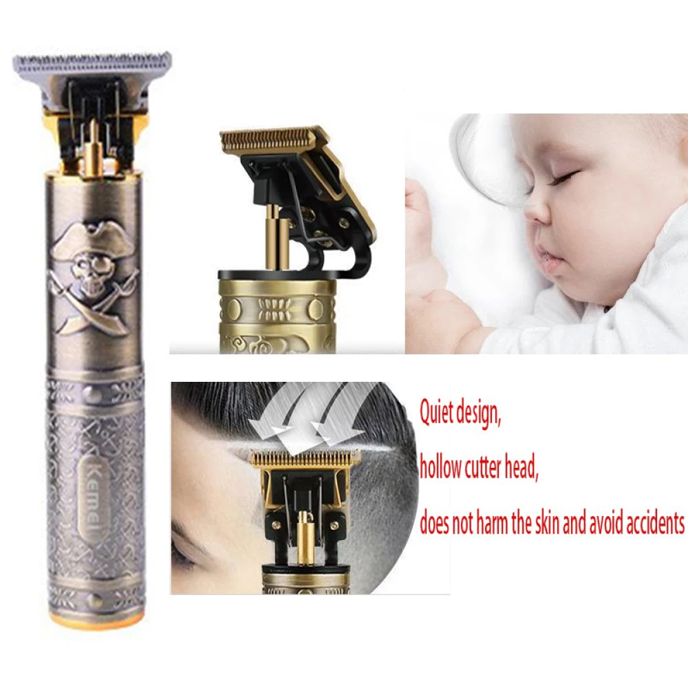 Kemei 2022 Retro Professional 0MM Electric Hair Trimmer Cordless Hair Clipper Trimmer Beard Cut Hair Men Electric Shaver KM-203