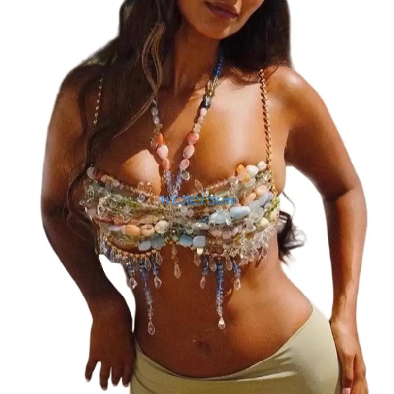 

G5GC Stylish Acrylic Body Chain Fashionable Fringe Detailing Summer Outfit Enhancer For Women Music Festival Accessories