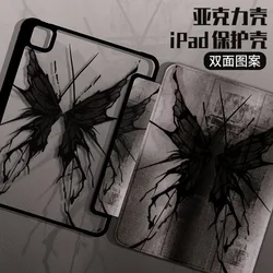 Suitable for iPad cover, acrylic, anti-bending, with pen slot, black butterfly
