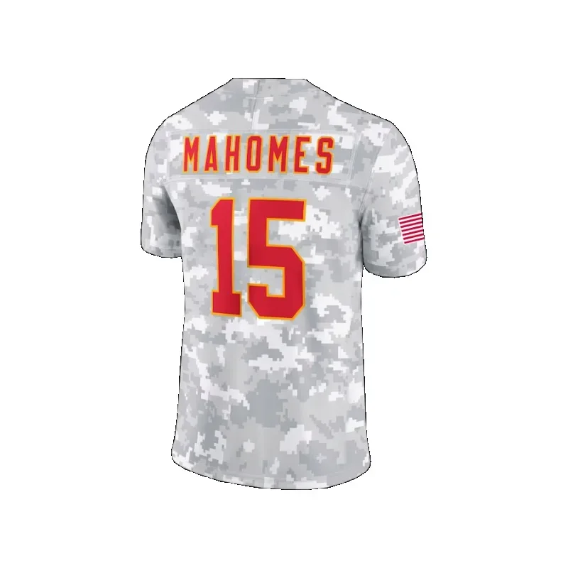 الرجال # 15 كامو كرة القدم الأمريكية جيرسي كانساس سيتي تنفس رؤساء الرجبي موحدة التدريب ممارسة موحدة للرجال الملابس