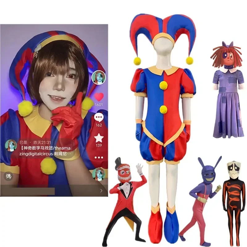 Kids Amazing Digital Circus Pomni Cosplay Costume Womans Sexy Jumpsuit Adult Theater Caine Ragatha Jax Costume Halloween Gifts