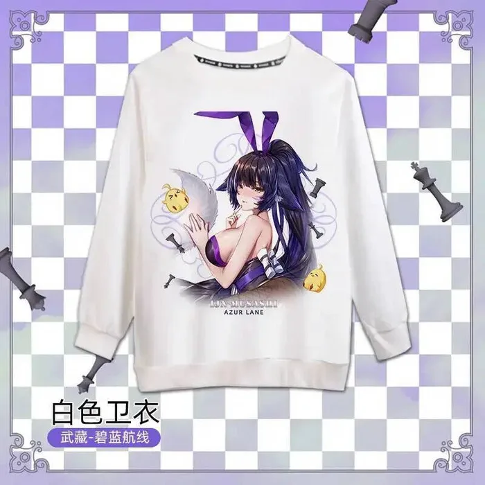 

Толстовка Azur Lane Musashi с рисунком, топ с круглым вырезом и длинными рукавами, свободная мужская и женская одежда, аниме-игра