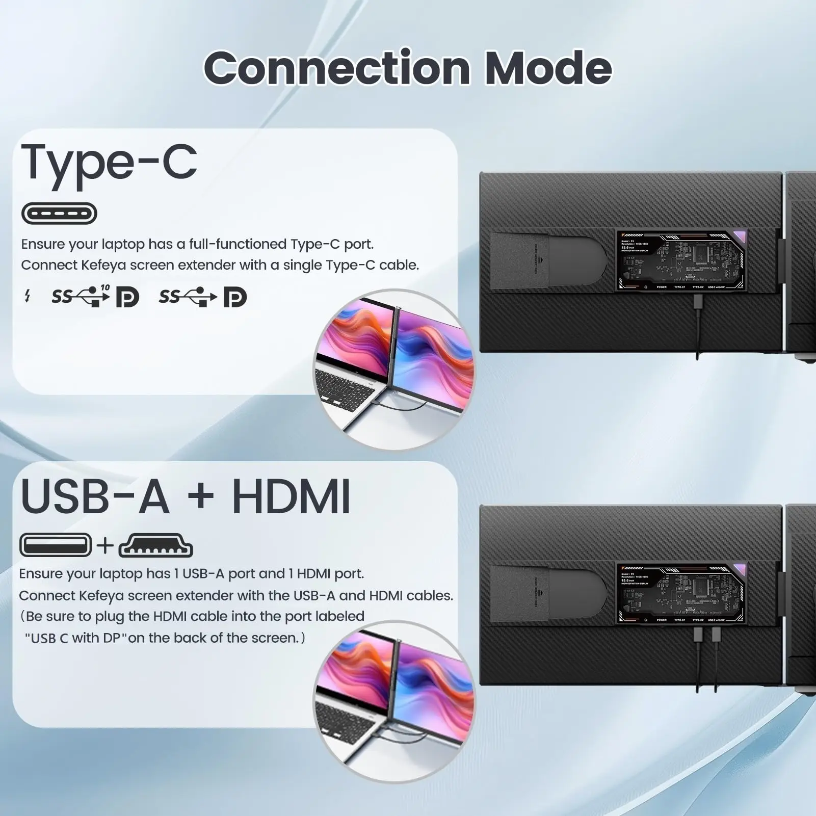For Gaming Business Compatible for 13"-17.3" Laptops 15.6" FHD IPS LCD Laptop Screen Panel Double Extended Monitor view 5