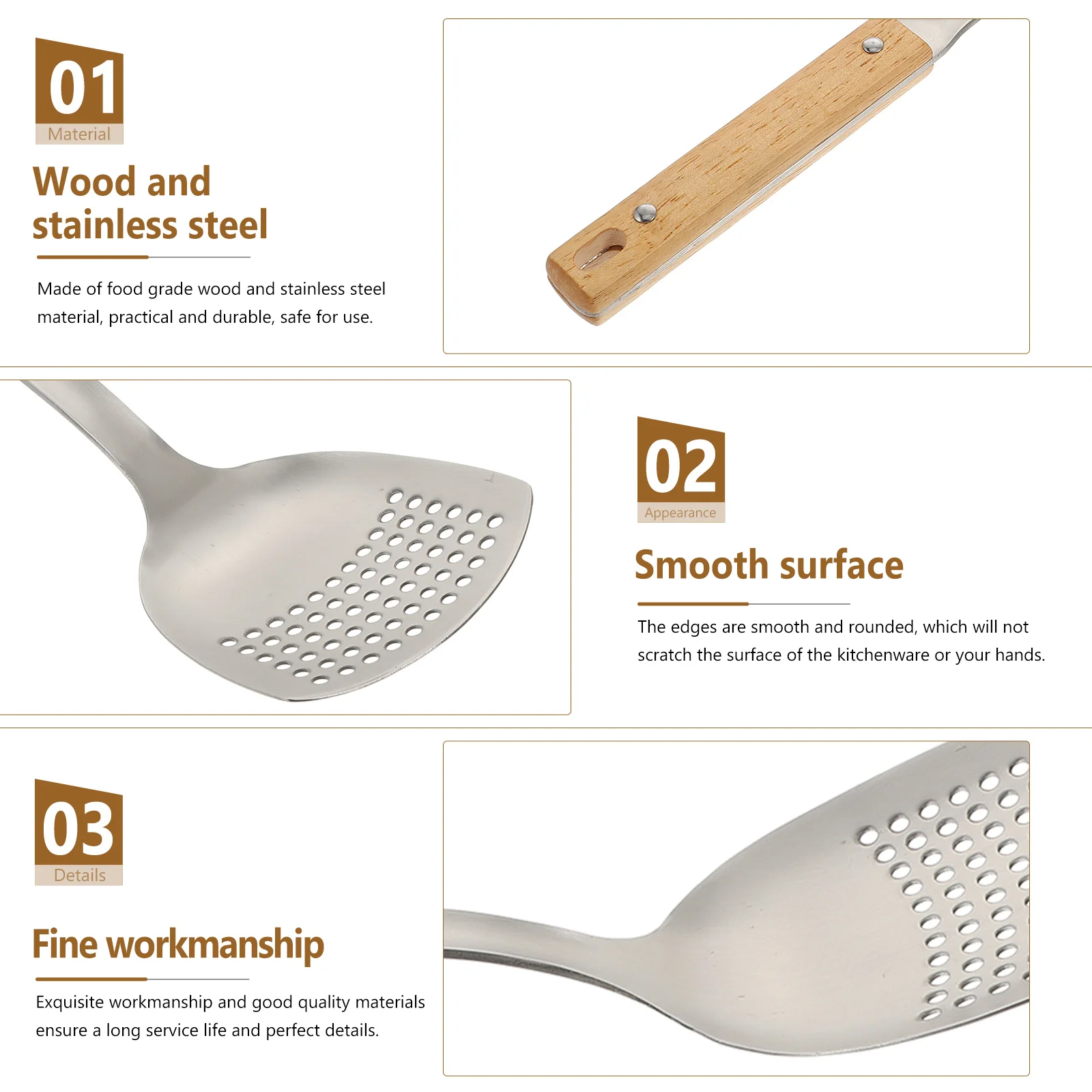 

Stainless Steel Wok Spatula Premium Wood Handle Comfortable Grip Dishwasher Safe Kitchen Gadget Non Stick Kitchen Spatula