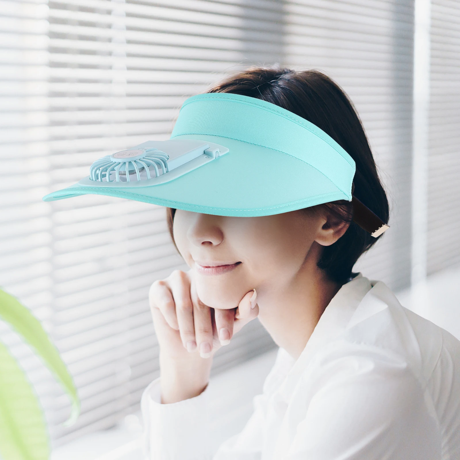 

Rechargeable Fan Cap Three Speed Adjustments Durable Plastic Visor Hat Summer Cooling Sun Protection Adjustable Size Comfortable