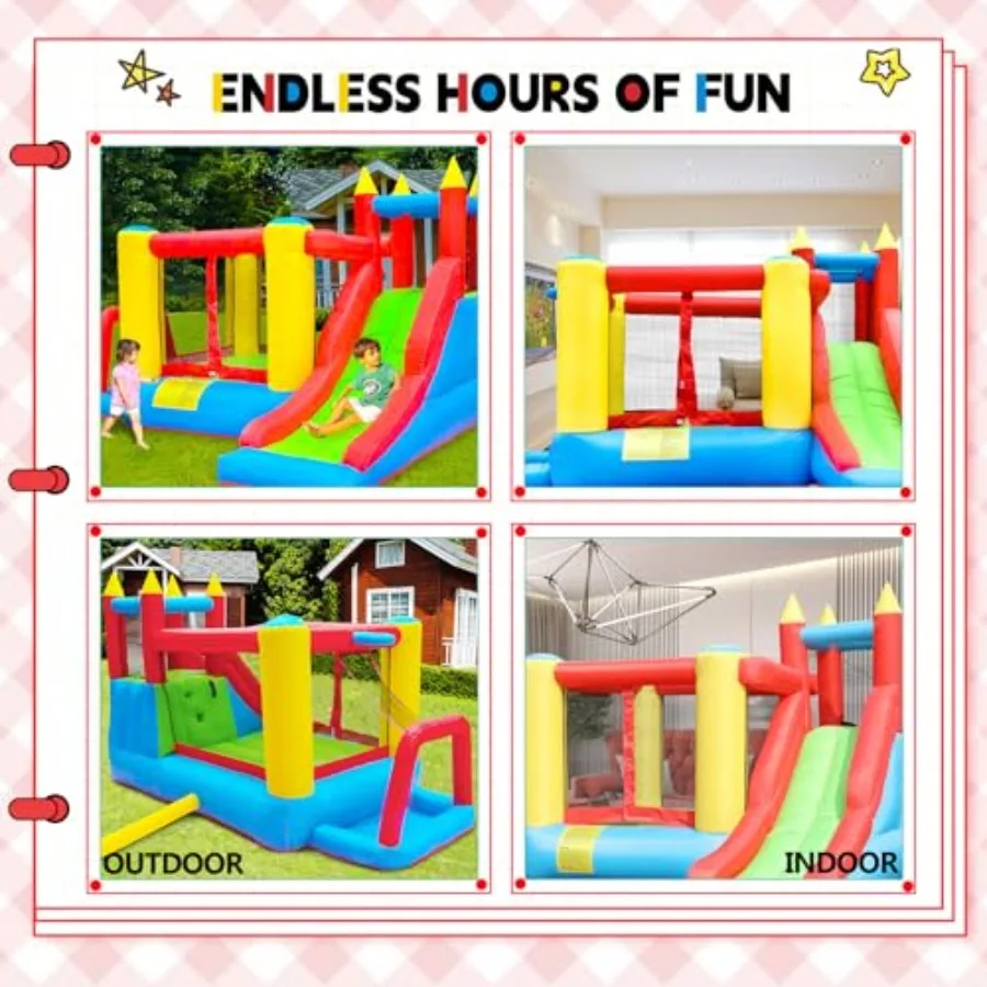 บ้านลมสำหรับเด็กเล็กในร่ม บ้านลมเป่าลมพร้อมสไลเดอร์ ปราสาทลมพร้อมเครื่องเป่าลม