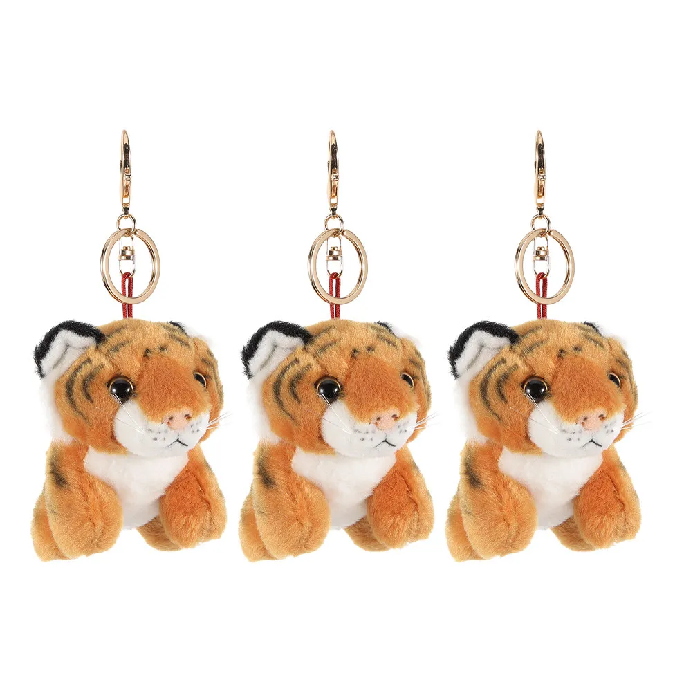 

3Pcs Soft Tiger Keychain Set Cute Stuffed Animal Charms for Backpack Keys Birthday Baby Shower Party Favor Accessories