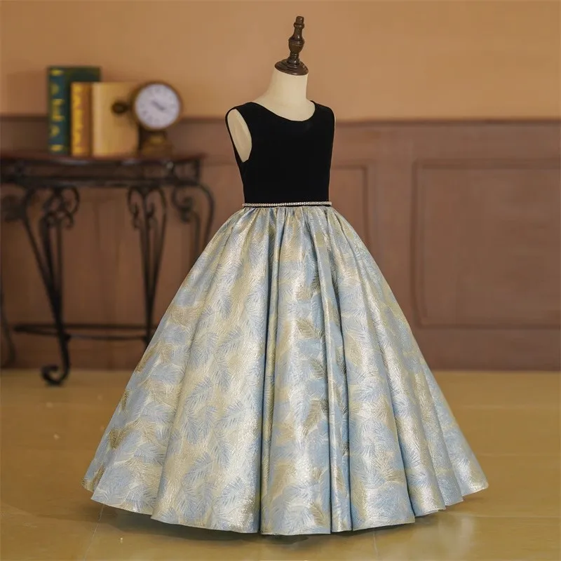 

Children's Formal Dress2025Summer New Fashion Floral Sleeveless Daily Performance Host Dress