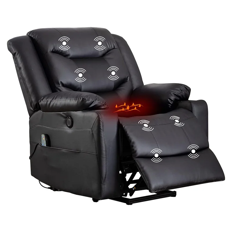 #Modern Top Grain Genuine Leather Electric Single Sofa Chair For Home Theater Reclining Sleeping Function For Small Apartment