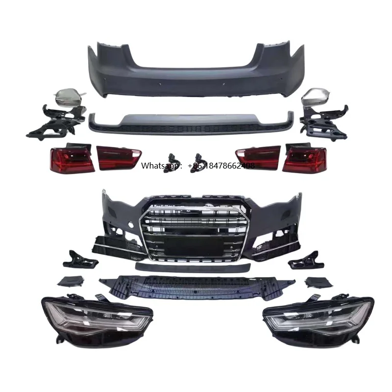 

Factory Car A6 C7 S6 Front Rear Bumper Headlight Taillight Kit RS6 Style Full Body Kit for A6 C7 S6 2012 2013 2014 2015