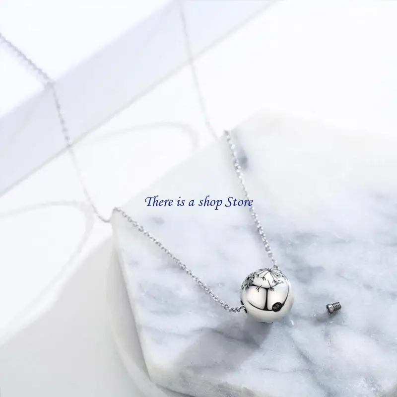 D0AD Dandelions Ashes Locket Memorial Jewelry Cremation Box Casual Wear Metal Casket Cremation Jewelry Urn Necklace for Ashes