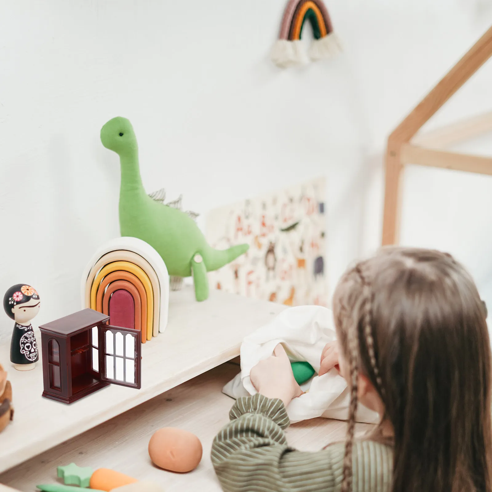 

Mini House Cabinet ABS Plastic Miniature Furniture Decorative Tiny Cabinet for Living Room Dining Room Bedroom Micro Landscape