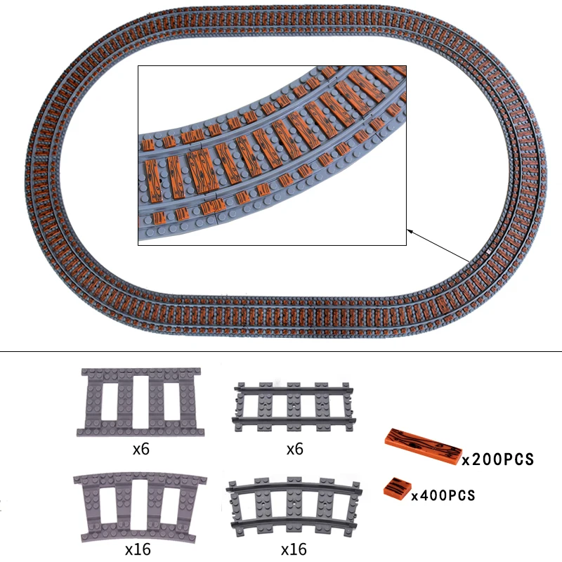 MOC City Train Rail Crossing binari flessibili Forked Straight curvi Rails Switch Building Block mattoni giocattoli creativi fai da te