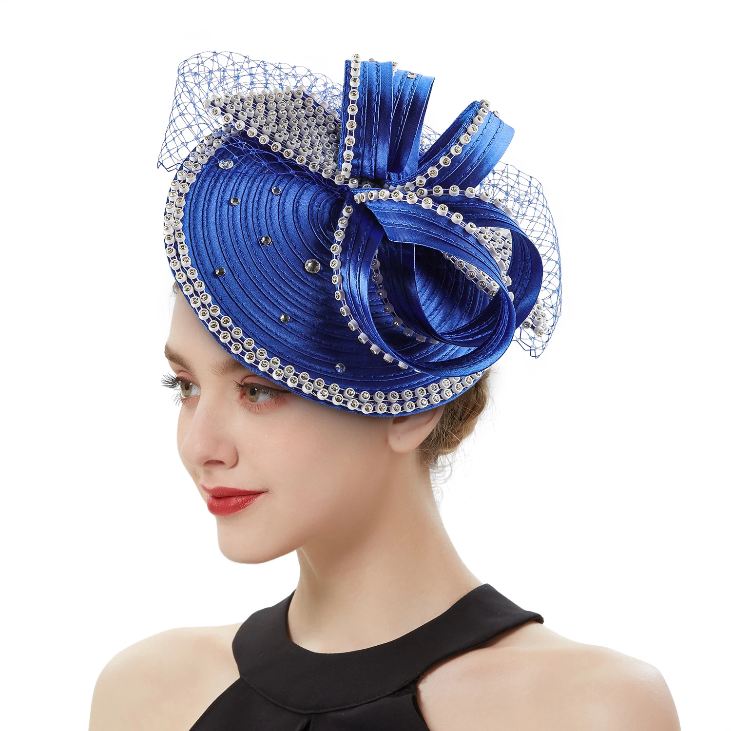 Perfect Satin Fascinator Fancy Hair Accessories Multicolour Kentucky Derby Hats Tea Party Hat Feather Headdress with Veil Female