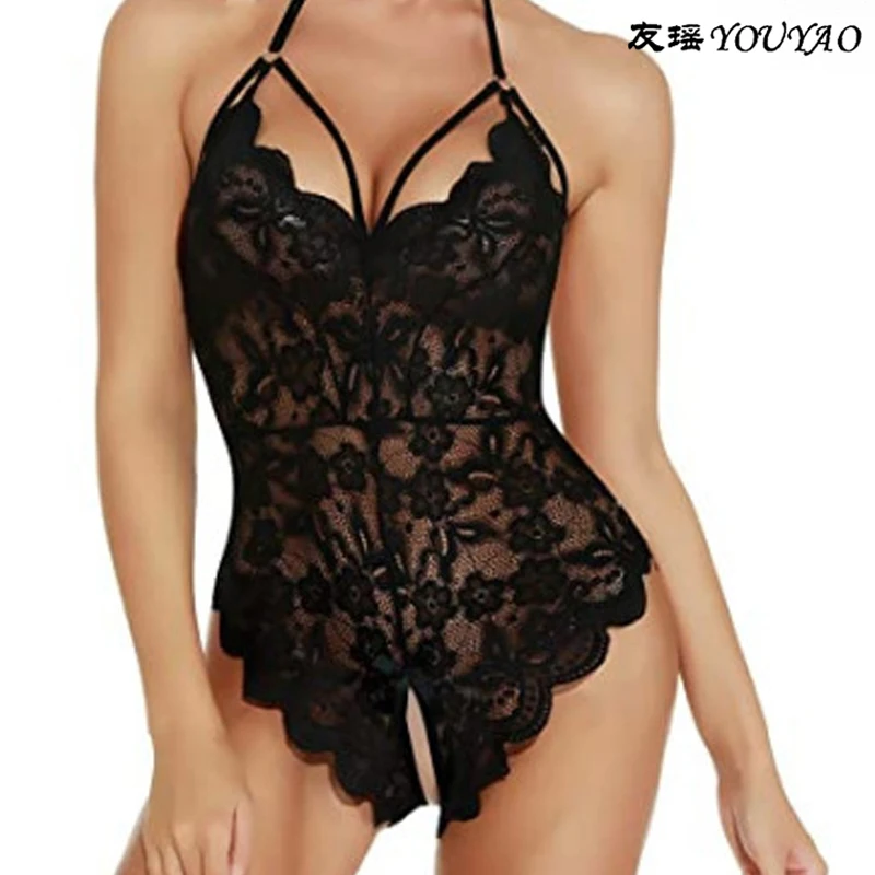 Fashion Women Sexy UnderwearHollowed-Out Crotch Dress Sexy Backless Sexy Seductive Briefs Lace Transparent Hanging Neck Pajamas