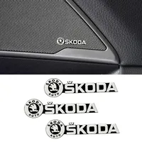 Car Styling Audio Speaker Decorate Sticker 3D Aluminum Badge Emblem Decals For Skoda Fabia Superb Octavia A2 A3 Rapid Kamiq