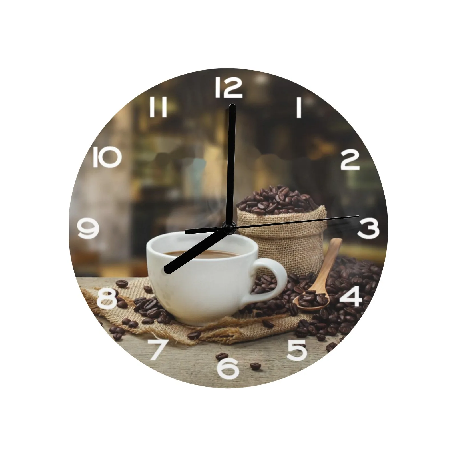 

Coffee Cup Wall Clock 11.6 Inch Silent Non Ticking Custom Wall Clock Battery Operated Wooden Clock Room Wall Clock Decorative