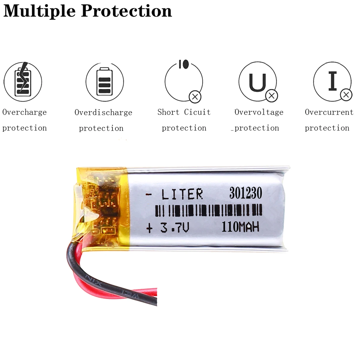 JST PH 2.0mm 3.7V 110mAh 301230 Lithium Polymer Li-Po For nice nano\