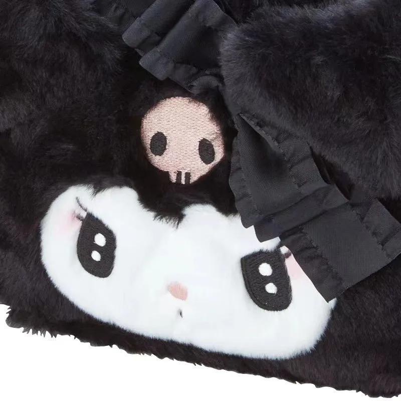 Cute Sanrio Kuromi Plush Makeup Bag Storage Bag Anime Kawaii Cartoon My Melody Student Storage Tote Bag Kids Girls Holiday Gift