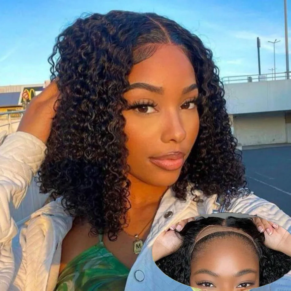 

Парик Bob Wigs 4X4 5X5, кудрявый, без клея, из натуральных волос, с эффектом водной волны, готовый к носке, без кружевной основы, для чернокожих женщин, предварительно снятая линия роста волос