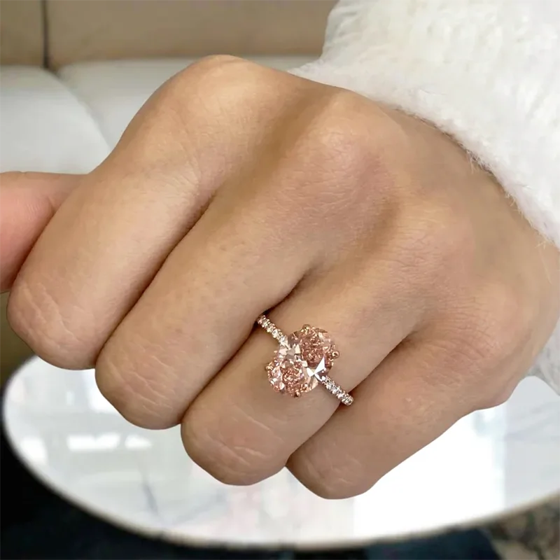 

IGI Certified 2.5ct Fancy Pink VS1 Clarity Oval Cut CVD Lab Grown Diamond Engagement Ring 14K Gold Fancy Pink Solitaire Diamond