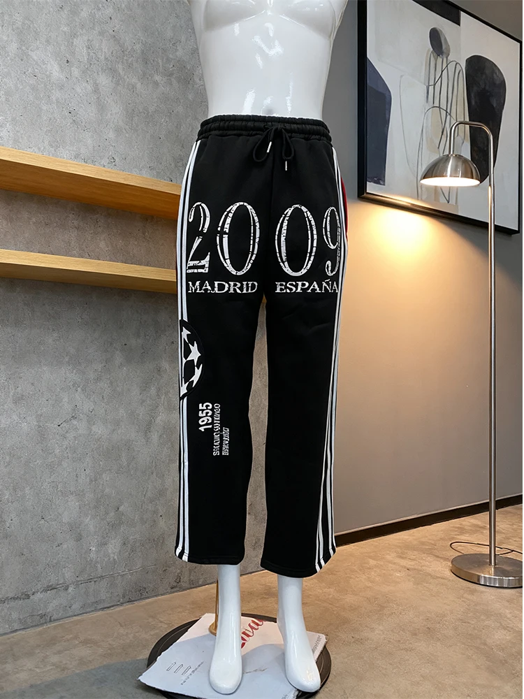 

Gothic Harajuku High Street Fashion Drawstring Pants Autumn/Winter Season Unique Print Casual Straight-Leg Bottoms Y2K Clothing