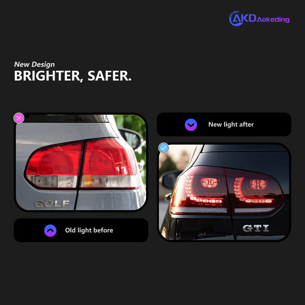 Car Lights For Golf 6 2009-2012 R20 Golf6 MK6 LED Auto Taillights Assembly Rear Dynamic Lamp Highlight Tools Accessories