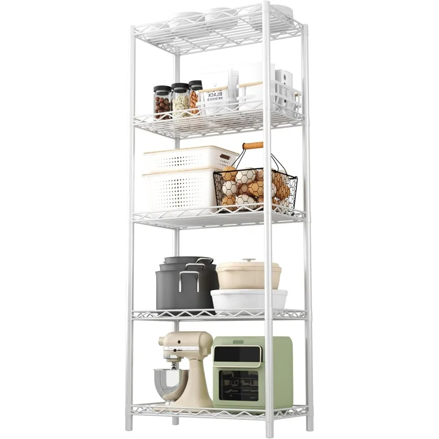 

5Tier Wire Shelving with 5 Shelves Unit Metal Storage Rack Durable Organizer for Pantry Closet Kitchen Laundry Organization in