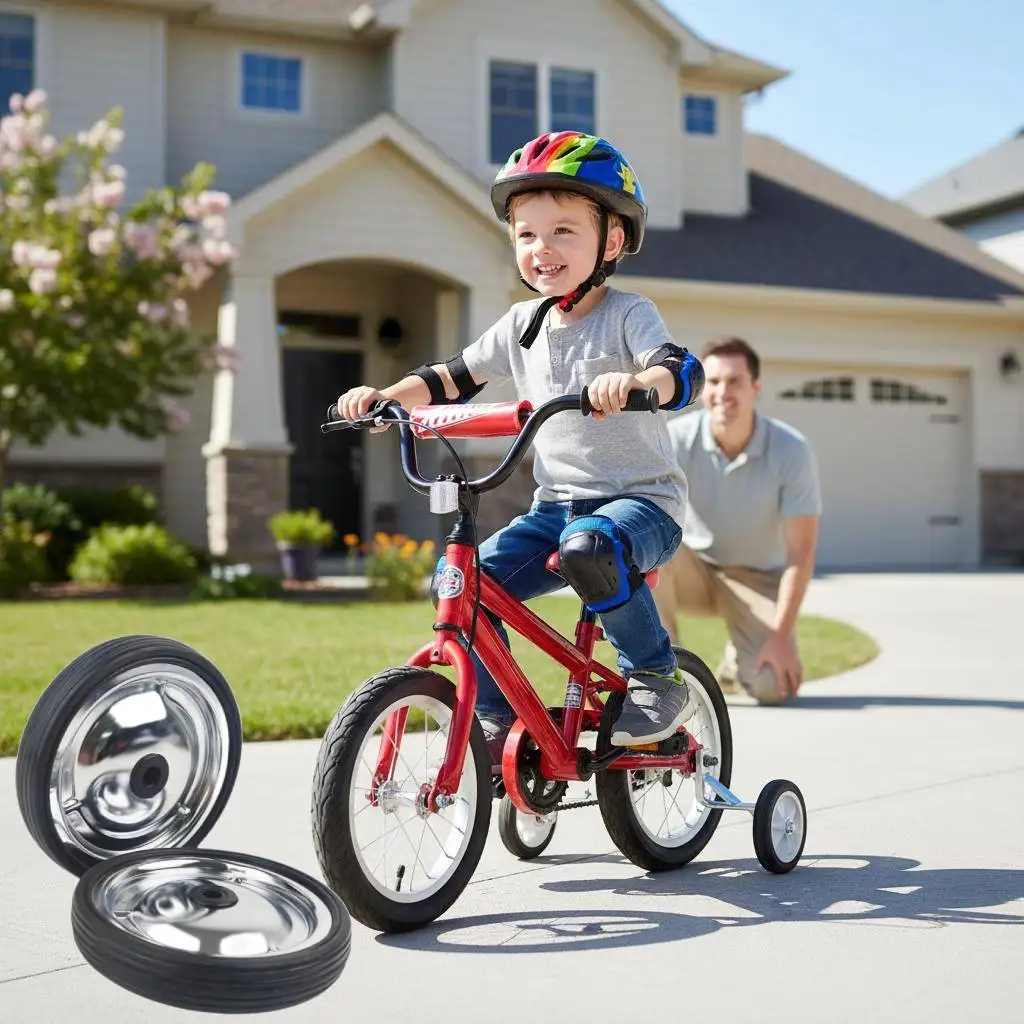 

2 Pieces Silent Training Wheels Auxiliary Wheel Easy Installation Anti Slip Sturdy Stabilizer for Bikes of 12-20 inch