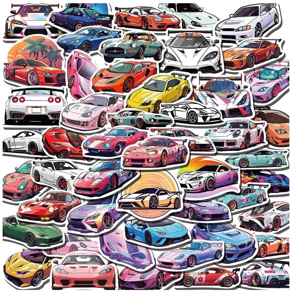 

10/30/50pcs JDM Sport Racing Car Stickers Cartoon Classic Cool Fashion Decals for Motorcycle Skateboard Car Laptop Sticker Toy