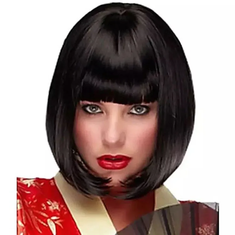 Charming Short Bob Wig with Full Bangs, Sleek and Modern Design for Women