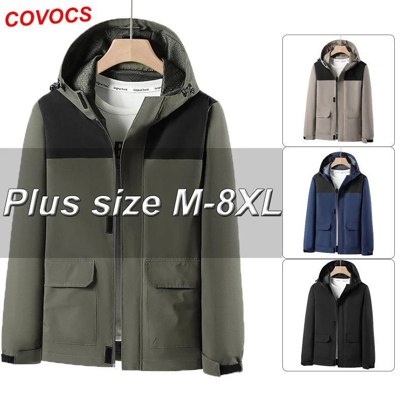 Men's Jacket Large Size M-8XL Outdoor Mountaineering Travel Windproof and Waterproof Casual Bomber Jacket Women