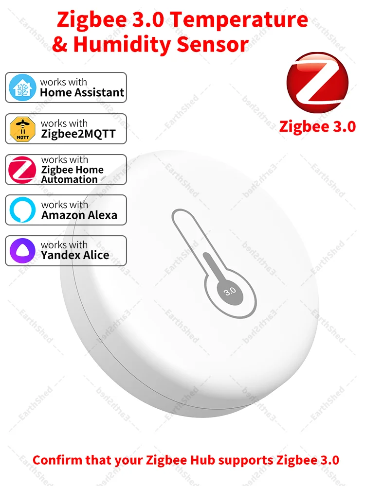Zigbee temperatuur-vochtigheidssensor Standaard Zigbee 3.0 Zigbee Hub Vereist werken met Home Assistant Yandex Alexa ZHA Zigbee2MQTT - afbeelding 2