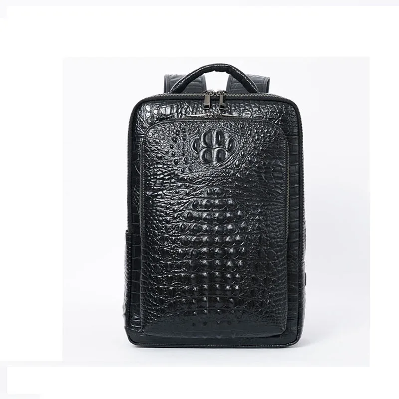 

Мужской рюкзак из натуральной кожи с крокодиловым узором, новый деловой рюкзак, роскошная дорожная сумка для компьютера большой вместимости, сумка через плечо