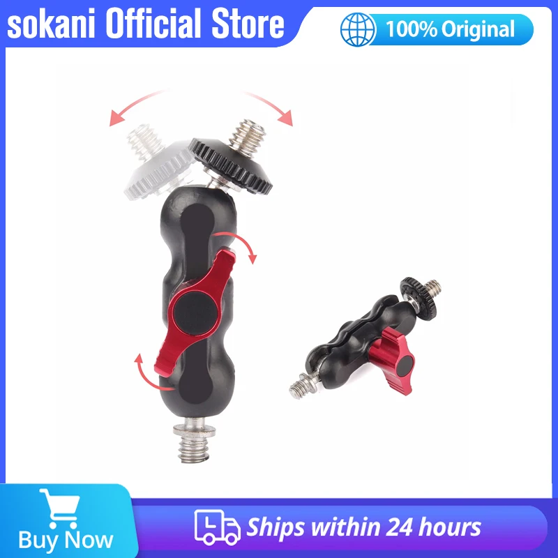 Sokani Magic Arm Adapter Double Ball Head Shoe Mount Adapter Monitor Magic Arm For DSLR Camera Monitor Microphone Gimbal