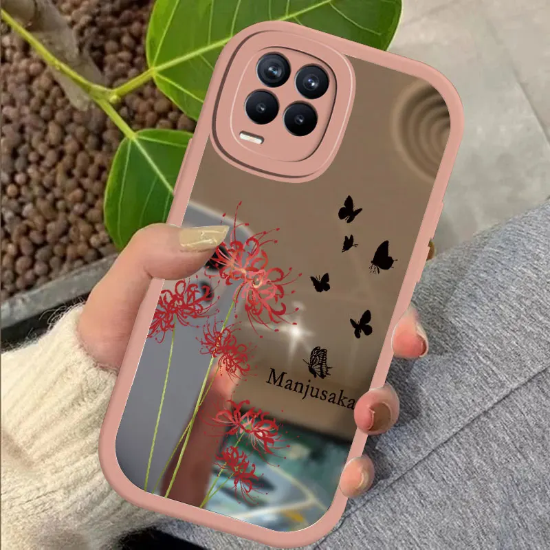 Phone Case For OPPO Realme 8 4G 5G 8 Pro 10 Pro Plus Cute Flower Butterfly Printed Cover For Realme 7 7i 6 6i 5 5i Mirror Cover