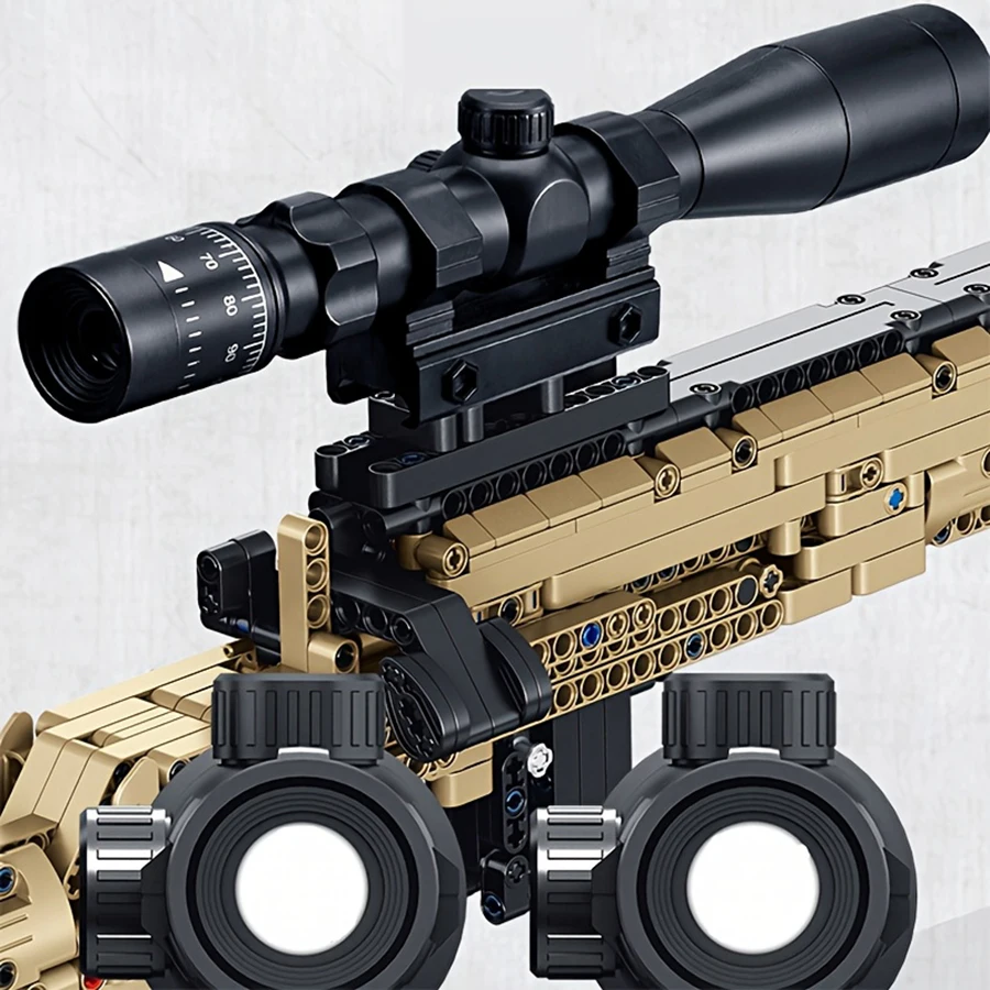 Pistola de bloques de construcción de 1000 piezas, pistola de bloques de construcción M24 para rifle de francotirador, pistolas negras y marrones. Un regalo para entusiastas de los bloques de construcción.