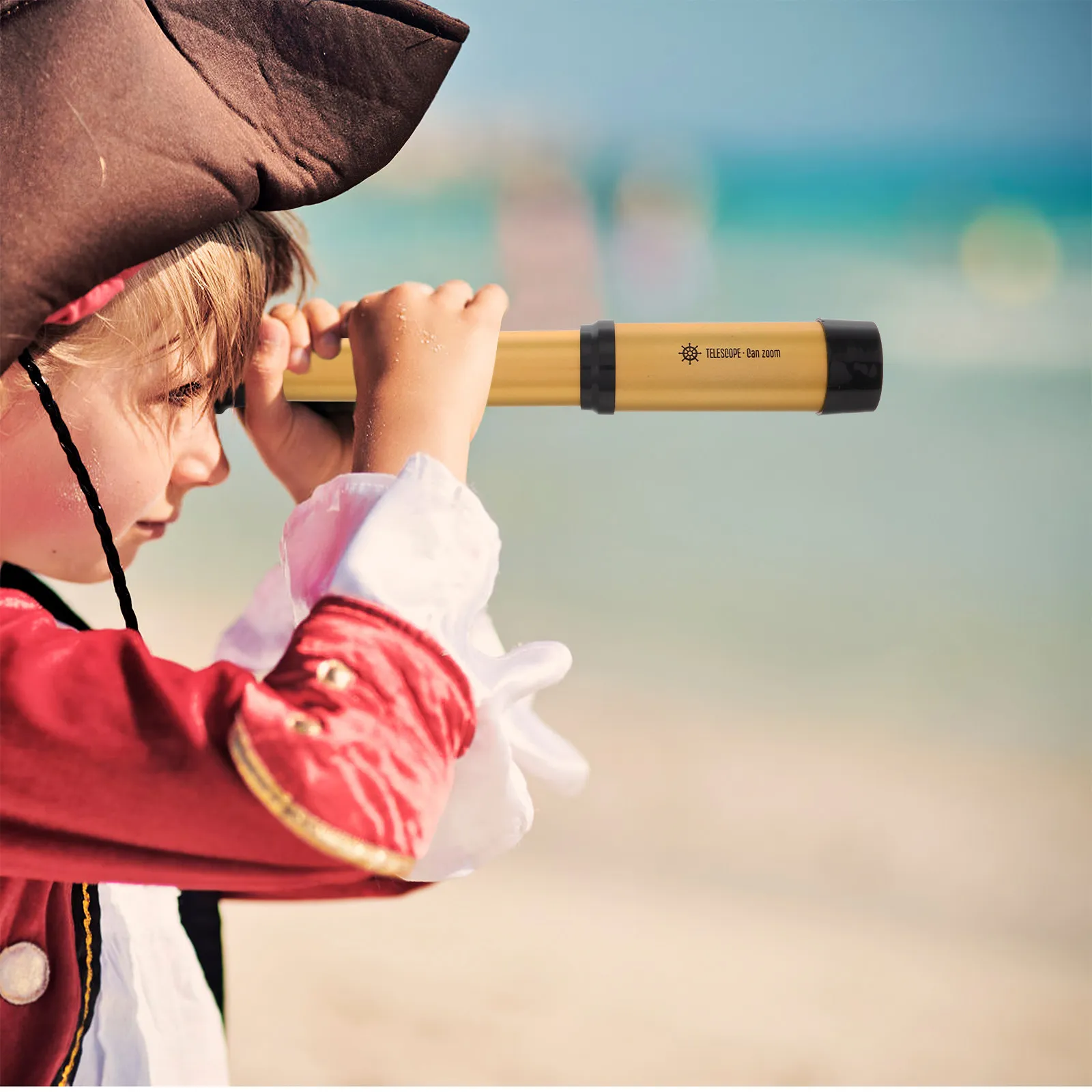 Portable Retractable Pirate Monocular Telescope Handheld Kid Telescope for Pretend Play Science Pirate Toys Toy Monocular