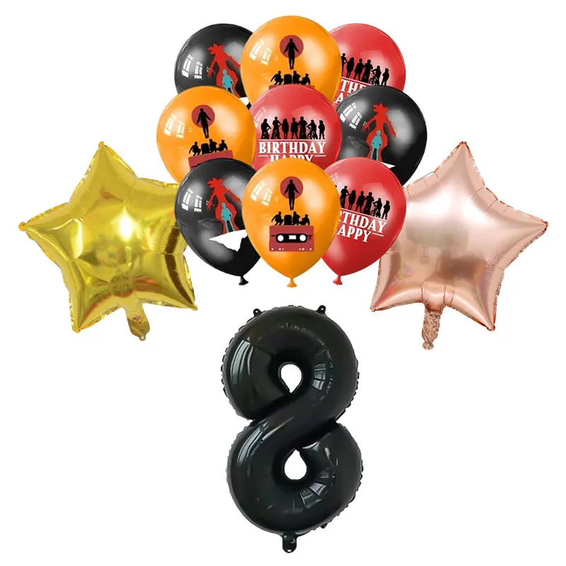Stranger-Themen-Geburtstagsdekoration Horrorfilm-Geschirr Tasse Teller Tischdecke Luftballons Banner Geschenktüte Snackbox Partyzubehör – Detail 29