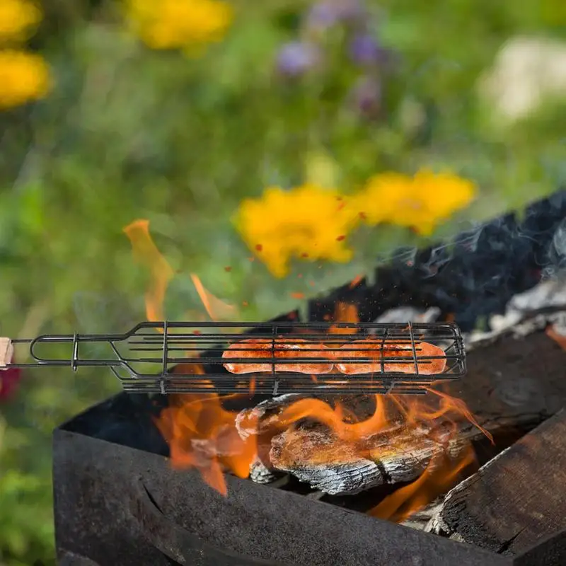 Grill Veggie Basket Non-Stick Charcoal Basket Kabob Grill Rack Skewers Kabobs Vegetable Grill Basket Grilling Baskets For All