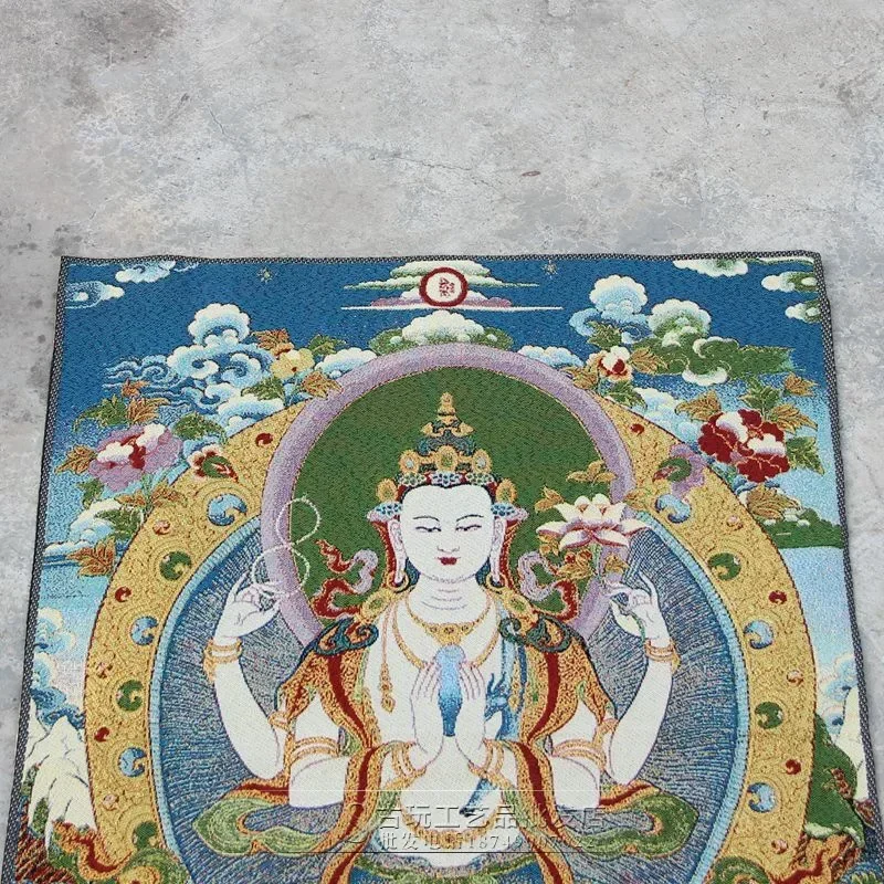 Tibet Tibetan Cloth Silk Buddha Buddhism Kwan-yin Tangka Thangka Mural Painting