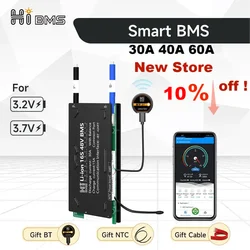 Hi Smart BMS Bluetooth Lifepo4 16S 48V BMS 4S 8S 12V Li-ion 3S 13S 14S 30A 40A 60A 80A Balance de corriente EV pequeña