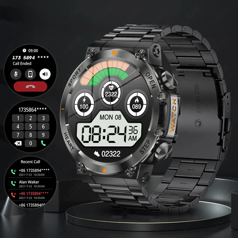 New Men's Smartwatch Voice Assistant Bluetooth Call Waterproof Smart Watch Heart Rate Sleep Monitoring Outdoor Fitness Bracelet