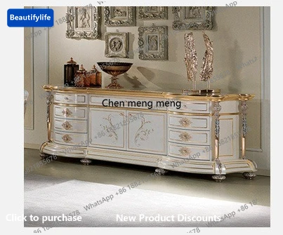 z5556European Style Solid Wood Sideboard Storage Bowl French Style Tableware Wine Cabinet Sideboard