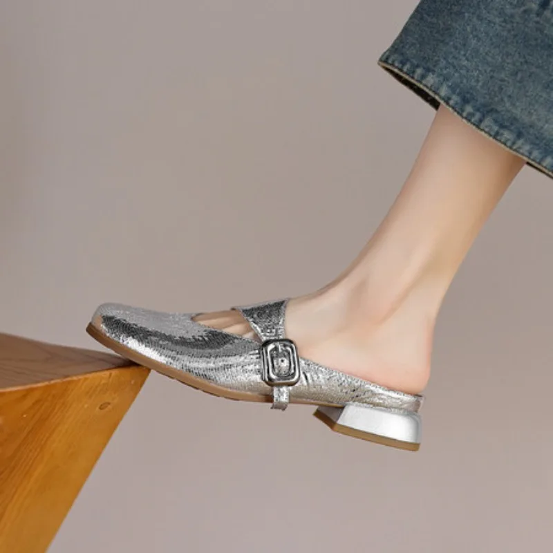 

Летние женские тапочки в уличном стиле с закрытым носком, модные женские элегантные вечерние модельные туфли без шнуровки