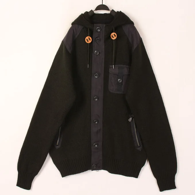 

Vintage Loose Fit Hooded Cardigan Sweater Men Women Harajuku Style Autumn Winter Woolen Long Sleeve Single Button Closure